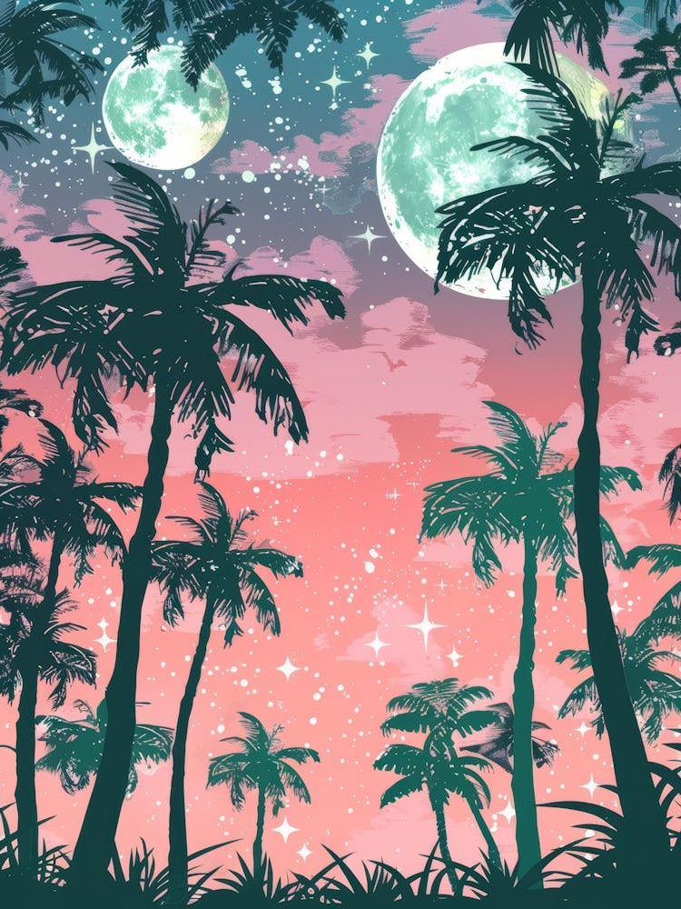 Palm Trees In The Night Sky