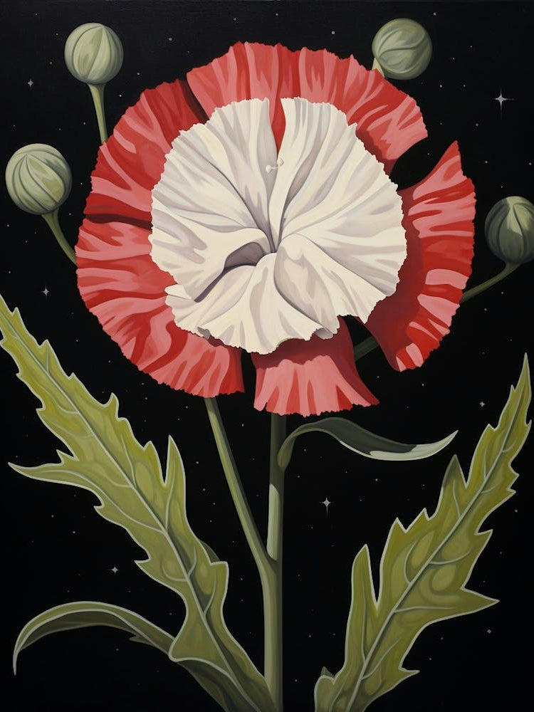 Carnation Dianthus 1 Hilma Af Klint Inspired Flower Illustration