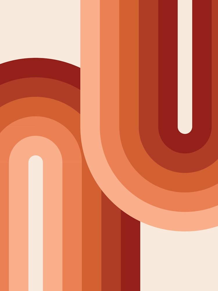Midcentury Modern Geometric Arch Rainbow 12 In Terracotta Brown 01