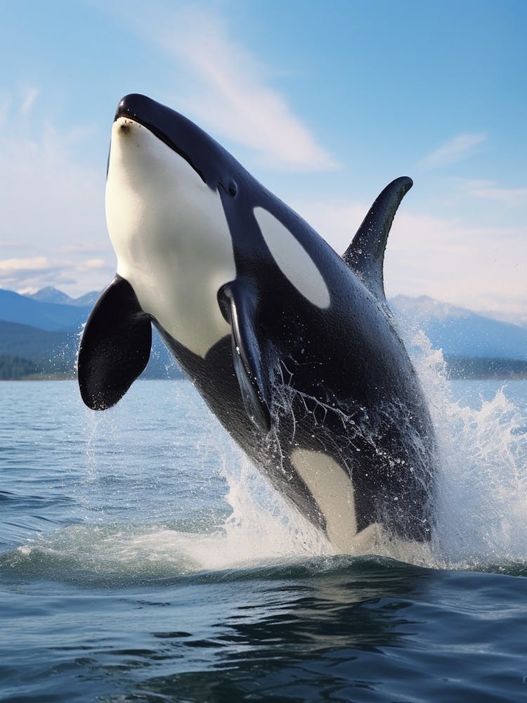 Realistic Photography Of Orca Whale Diving