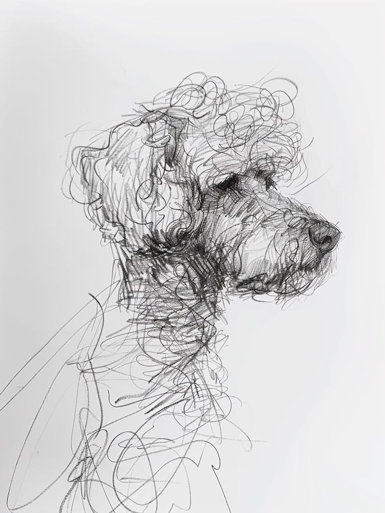 Poodle Dog Charcoal Line 2