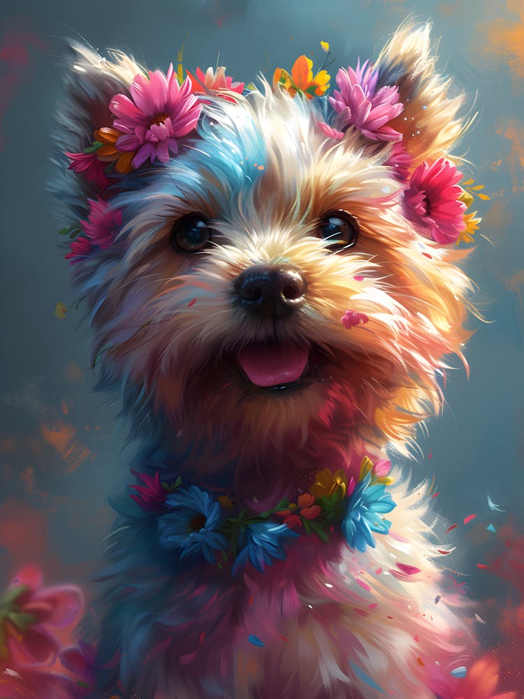 Yorkshire Terrier with floral