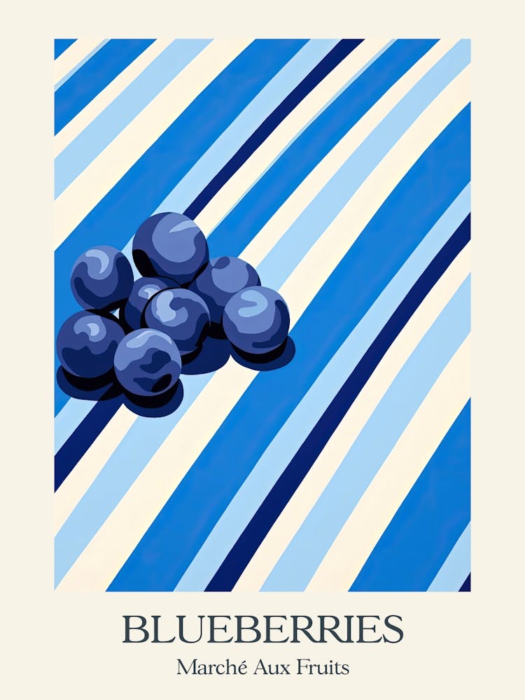 Marche Aux Fruits Blueberries Fruit Summer Illustration 3