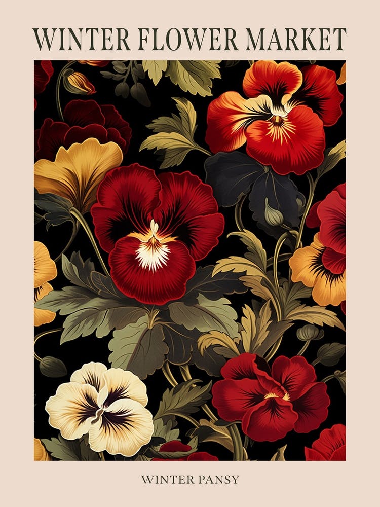 Winter Pansy 4 Winter Flower Market Poster