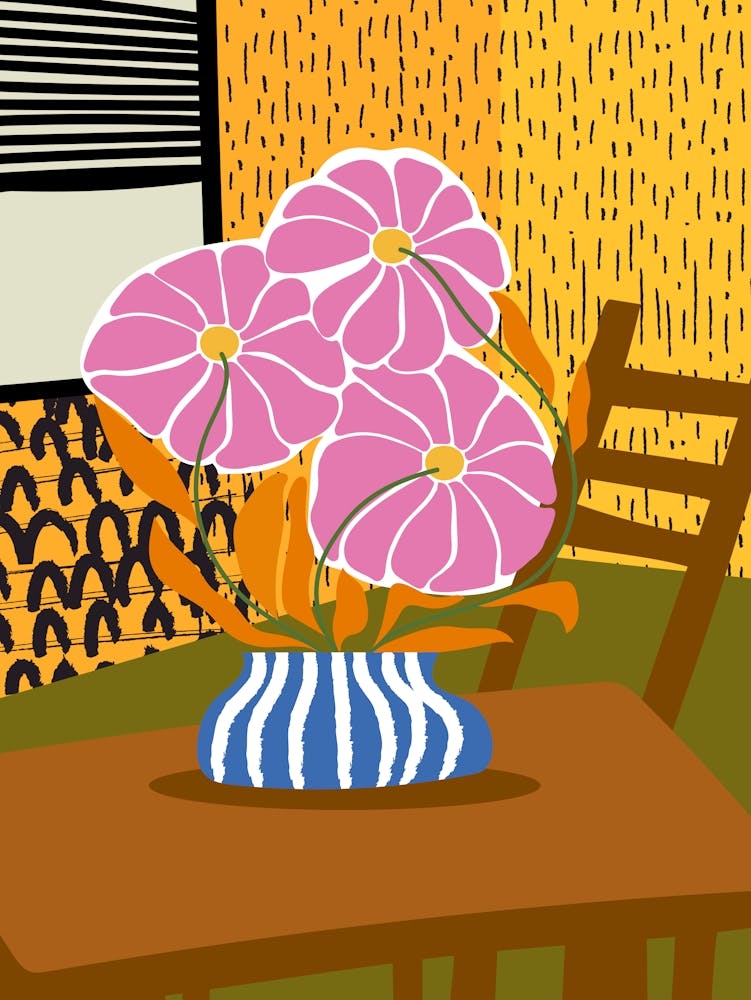Pink Flowers On A Table