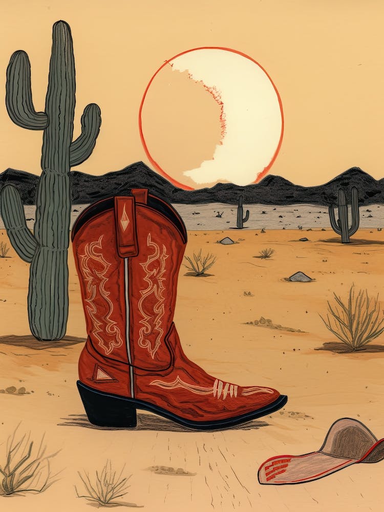 A Cowboy Boot In The Desert 1
