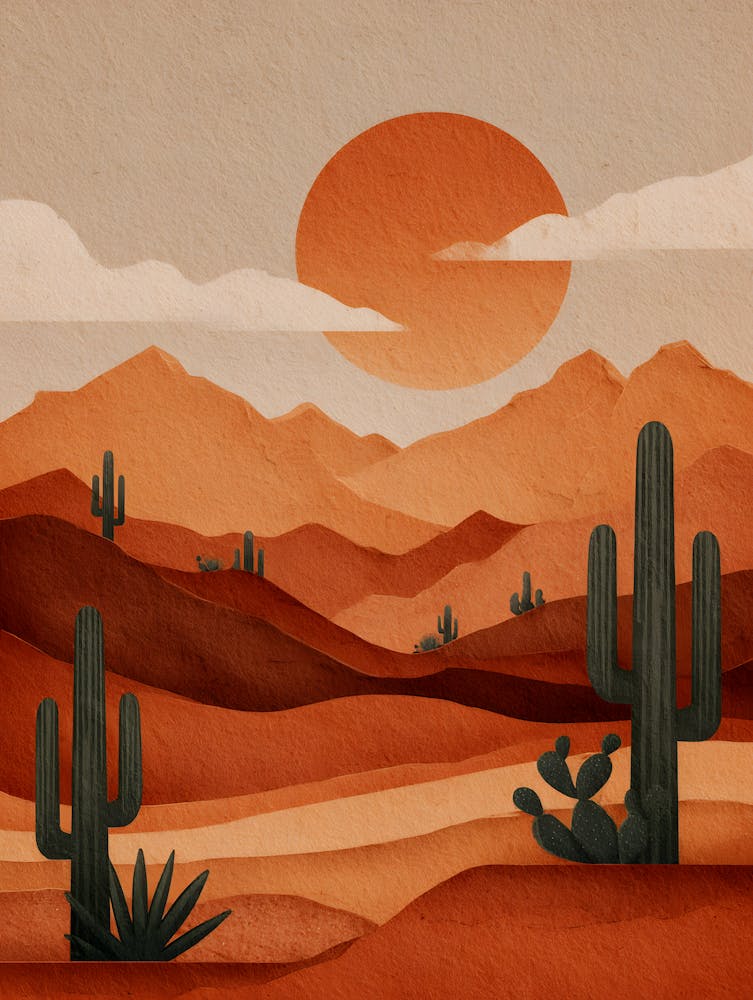 Desert Sunse Minimalist Desert Landscape 9
