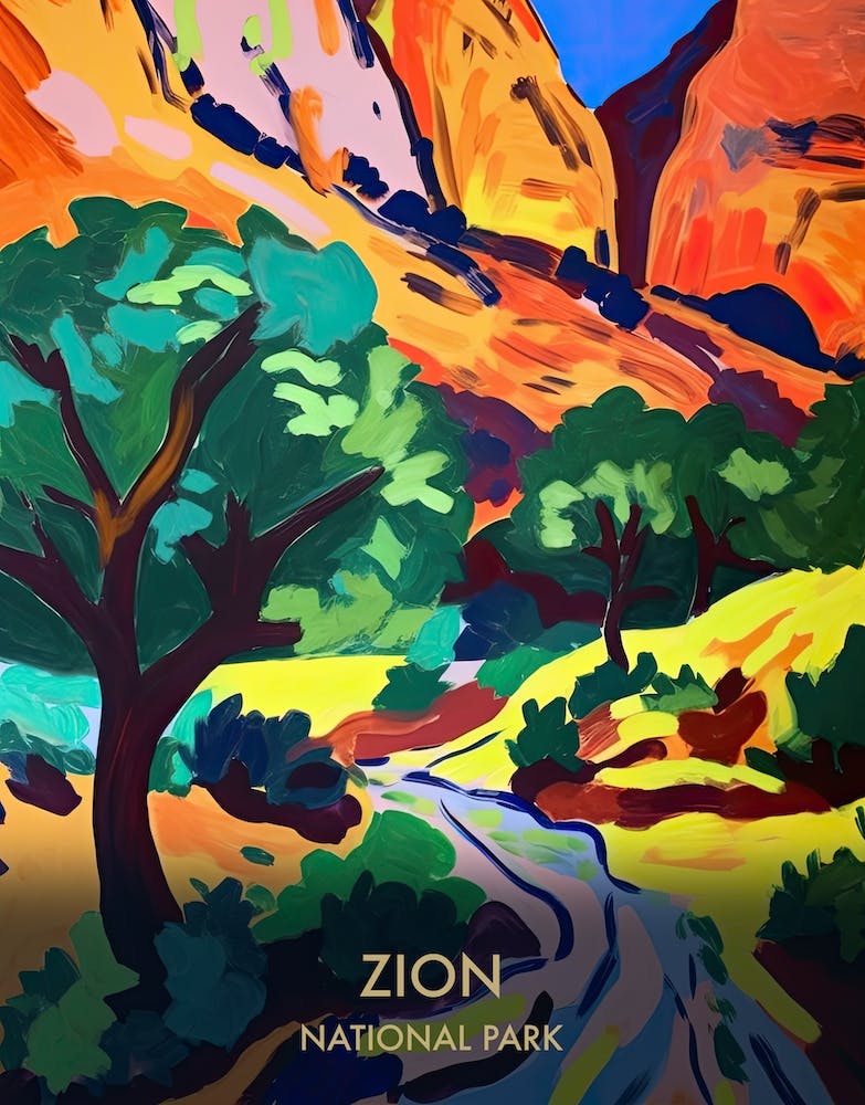 Zion National Park Reiseposter Matisse-Stil 4