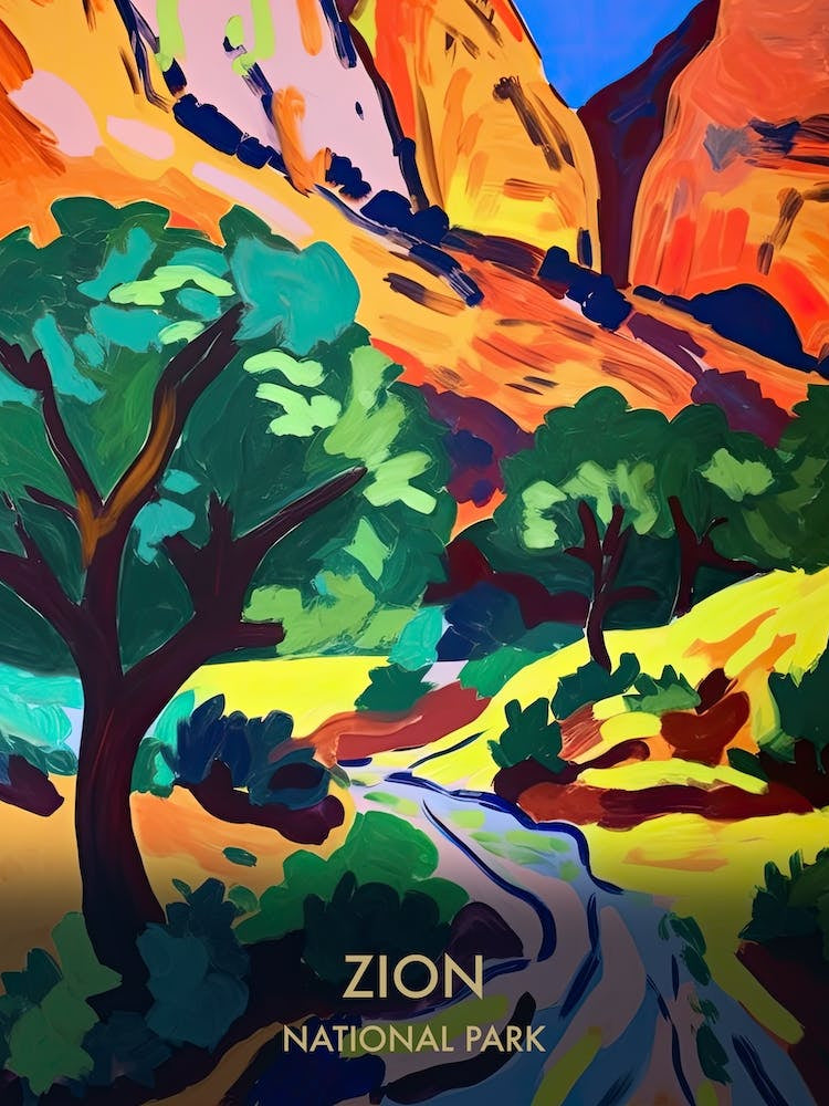 Zion National Park Travel Poster Matisse Style 4