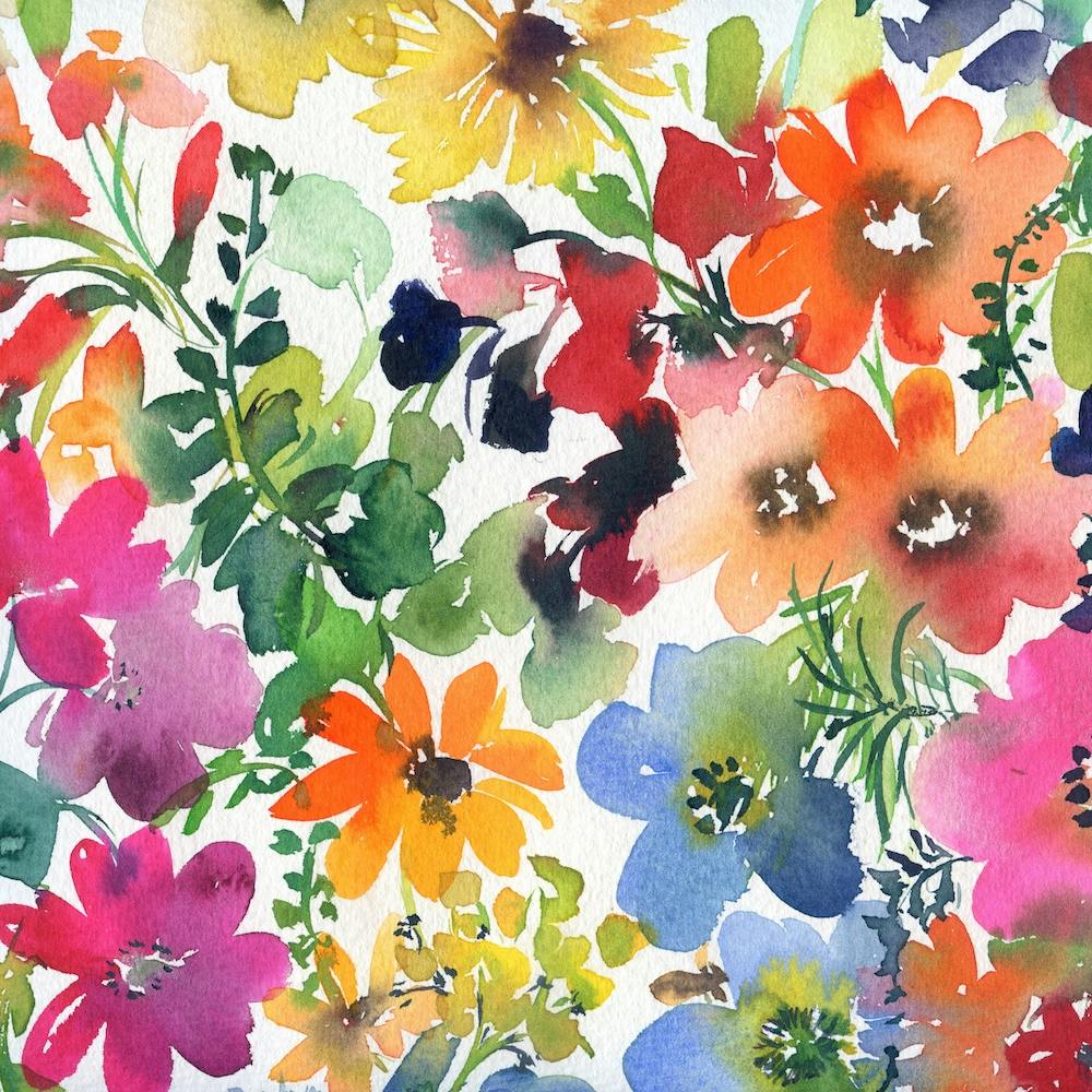 Aquarellblumen am Mittag