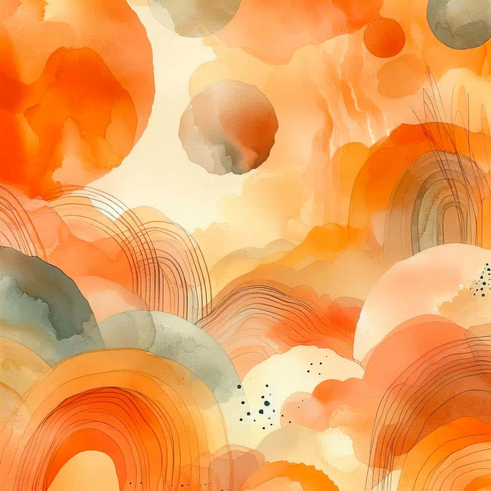 bstract Watercolor Orange Sage Orange Olive Light Orange Art Background