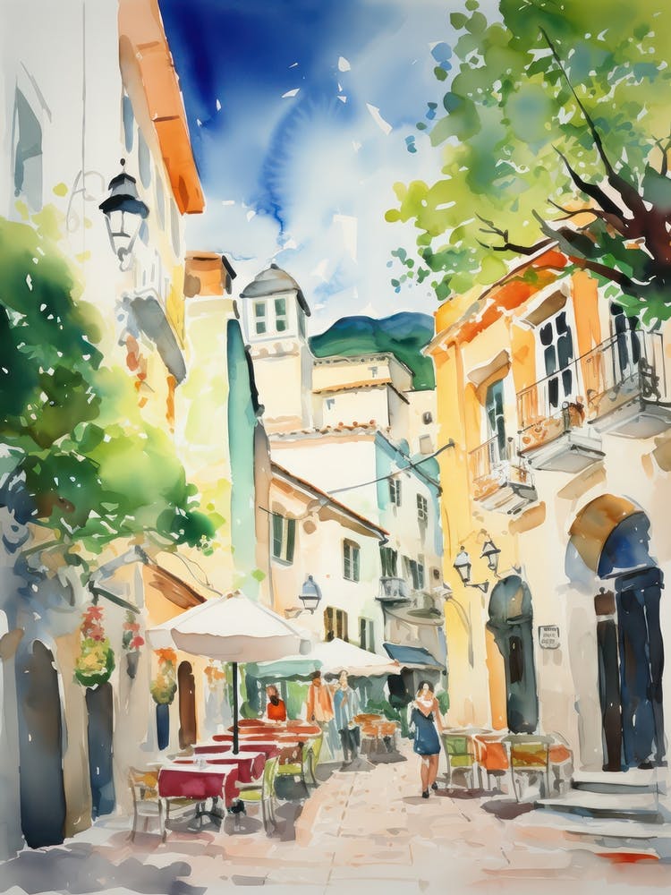 Amalfi, Italie Rues Aquarelle 1