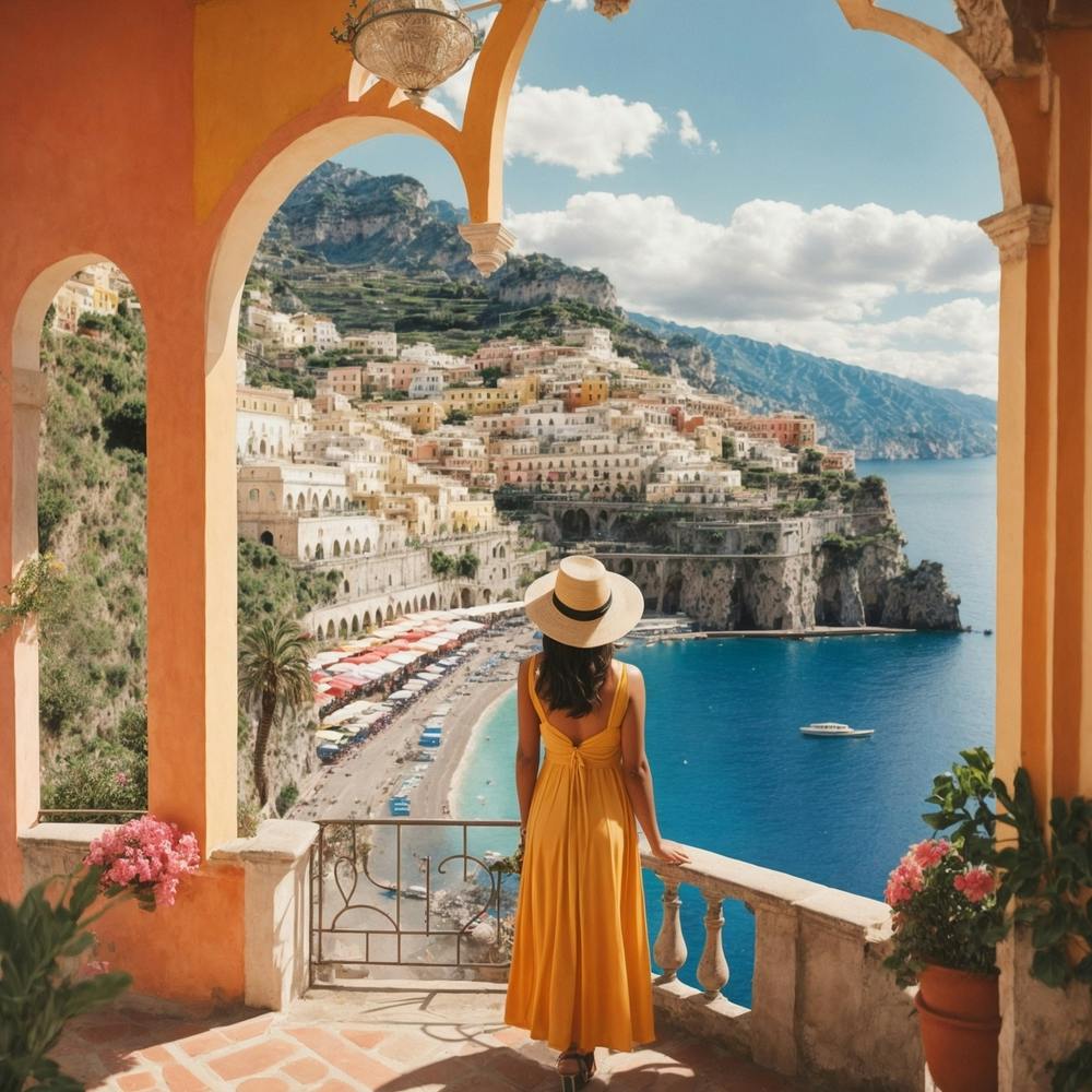 Amalfi Coast Matisse Style, Italy 5 Watercolour Travel Poster (3)