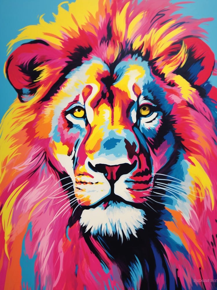 Lion Portrait Pop Art Pink 4