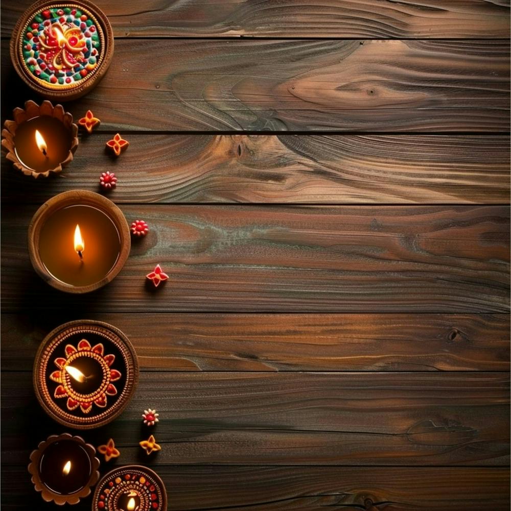 Diwali Wooden Table From Above Banner Texture