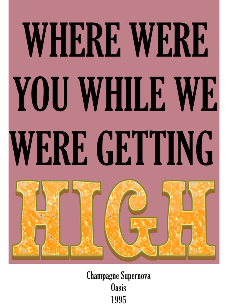 Champagne Supernova, Oasis, Minimal, Music, Song, Art, Wall Print