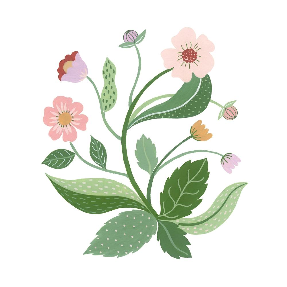 Bold Flower Pink Gouache Painting 1