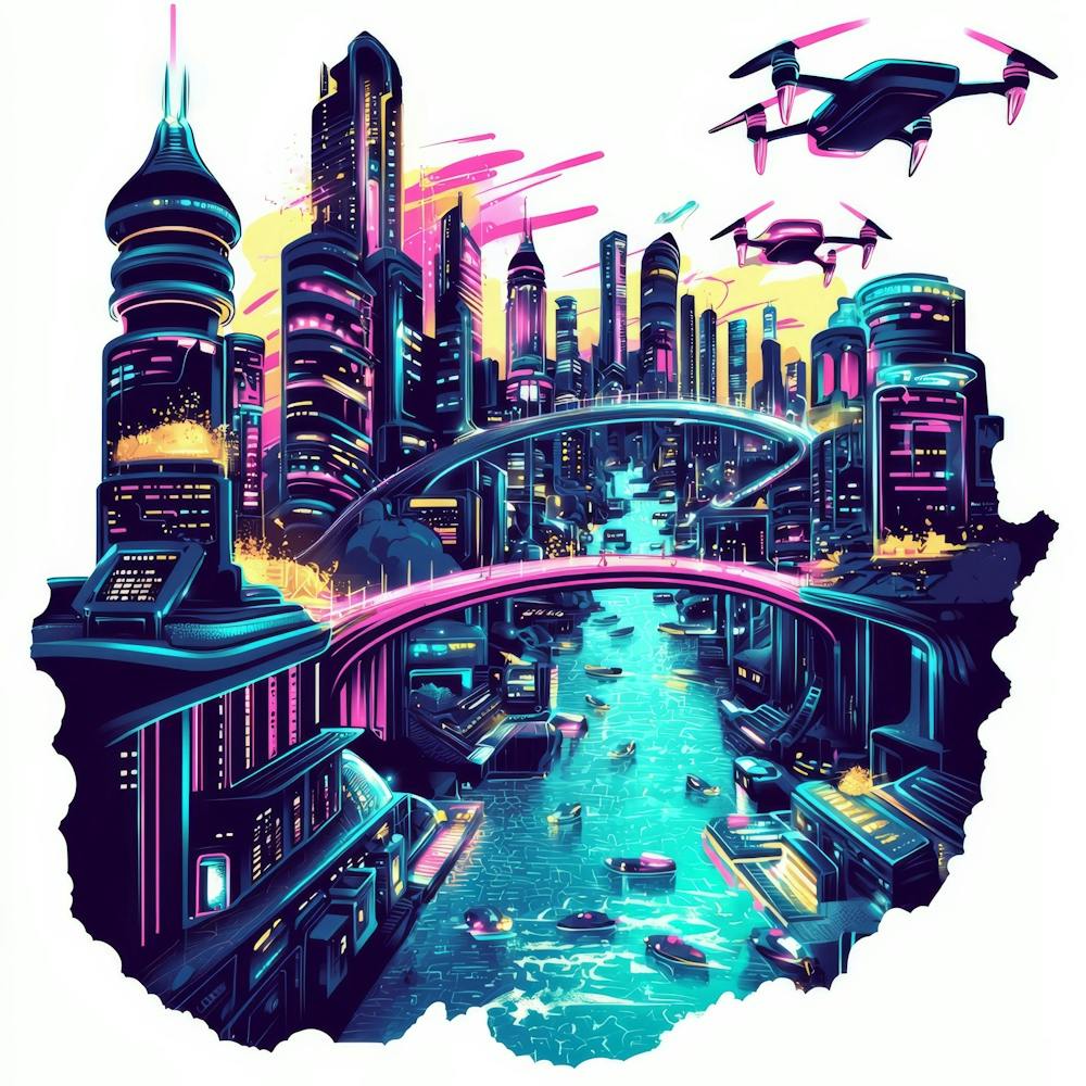 Futuristic City.Generated AI. Wall 9