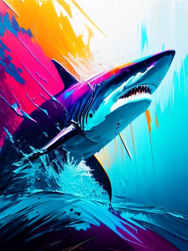 Shark Waterscape Bright Abstract 1