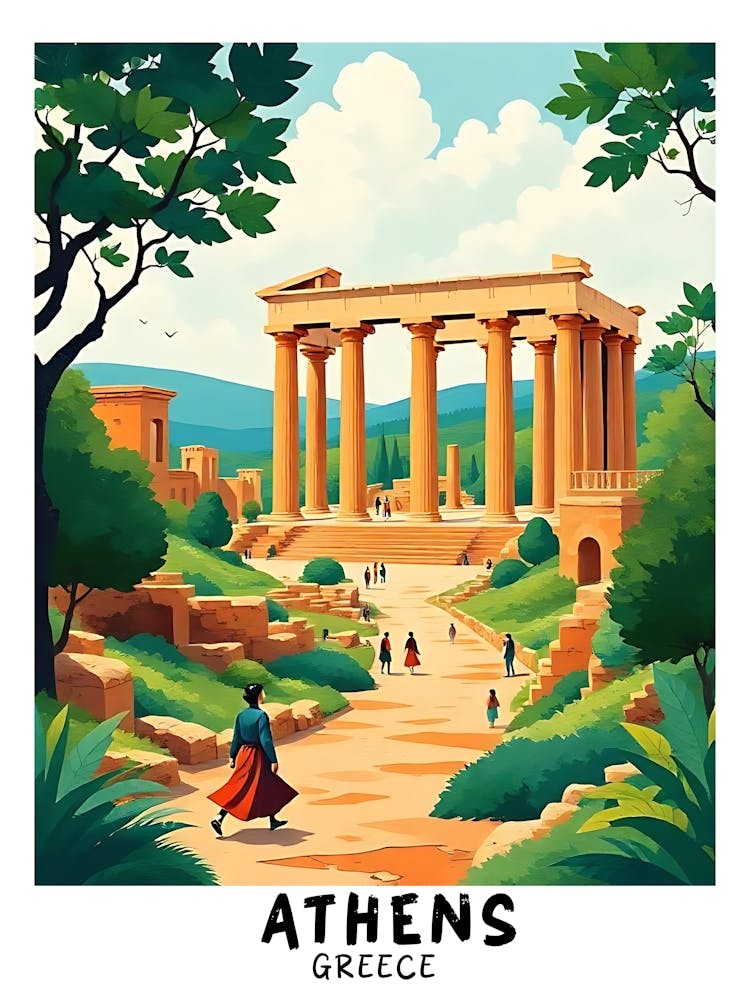 Athens Greece Vintage Travel Poster 25