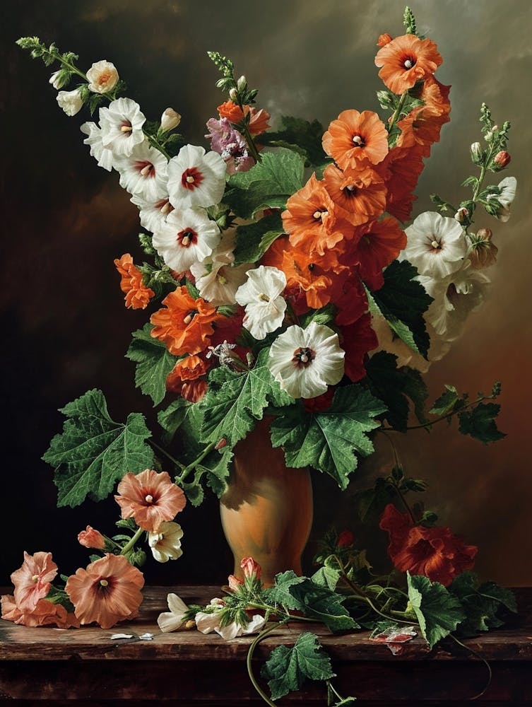 Baroque Floral Still Life Hollyhock 3