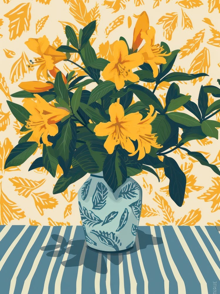 Azalea Flowers On A Table   Contemporary Illustration 3