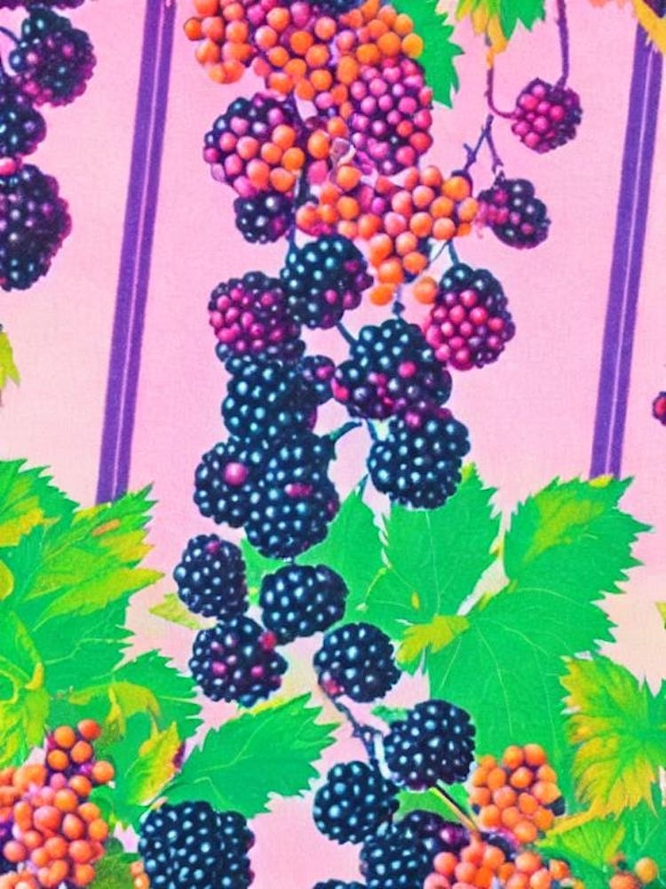 Blackberry Risograph Retro Poster Fruit