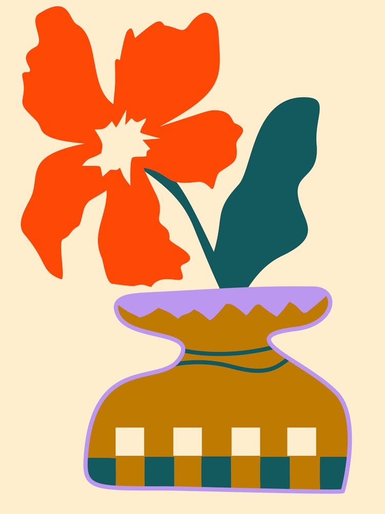 Bold Blooms in a Patterned Vase