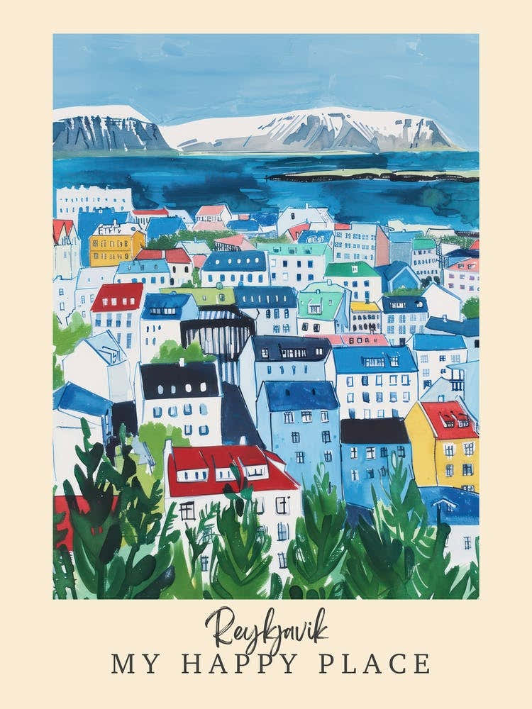 My Happy Place Reykjavik 2 Travel Poster