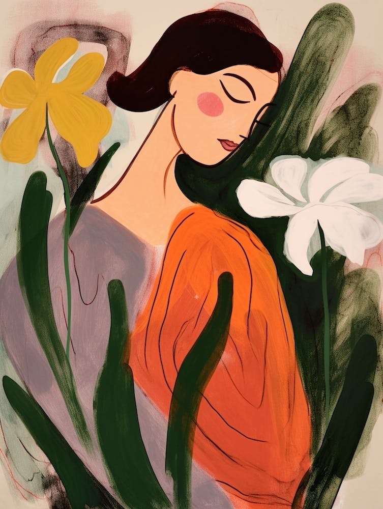 Woman With Autumnal Flowers Calla Lily 2