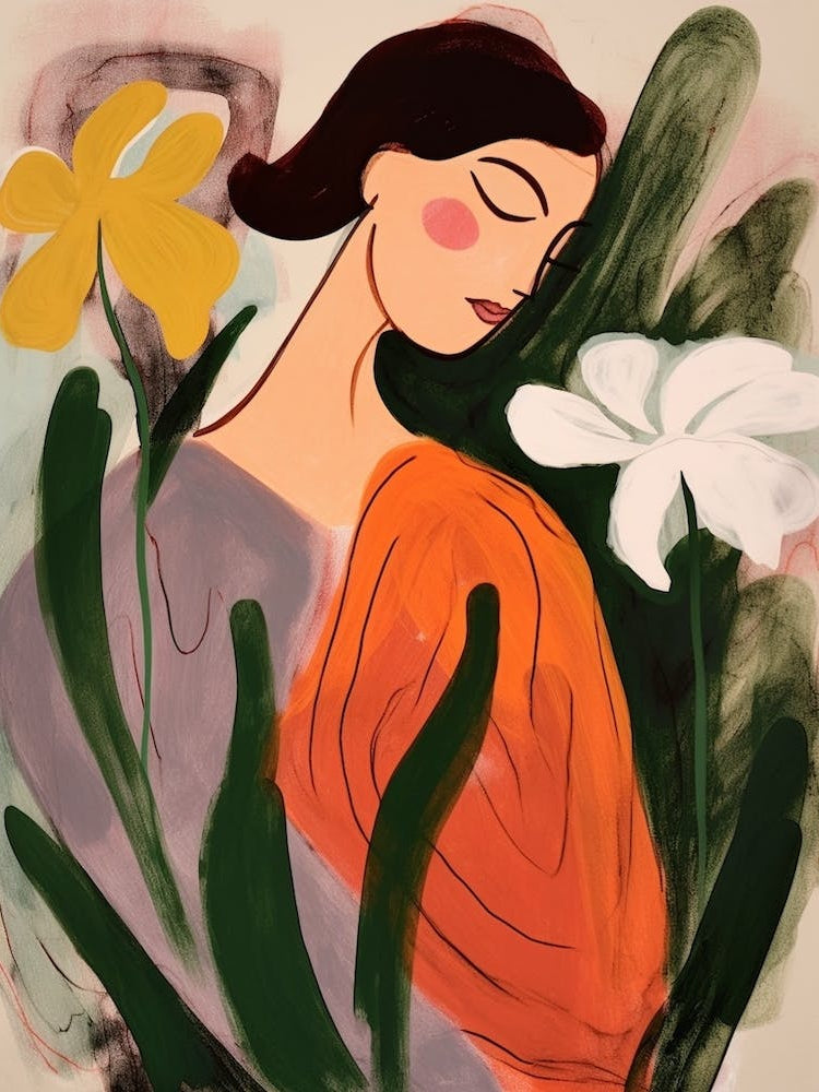 Woman With Autumnal Flowers Calla Lily 2