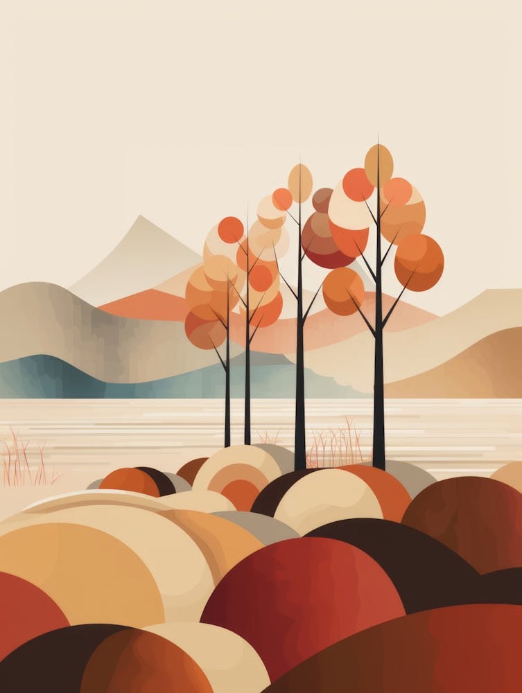 Autumn , Fall, Landscape, Inspired By National Park in the USA, Lake, Great Lakes, Boho, Beach, Minimalist Canvas Print, Travel Poster, Autumn Decor, Fall Decor