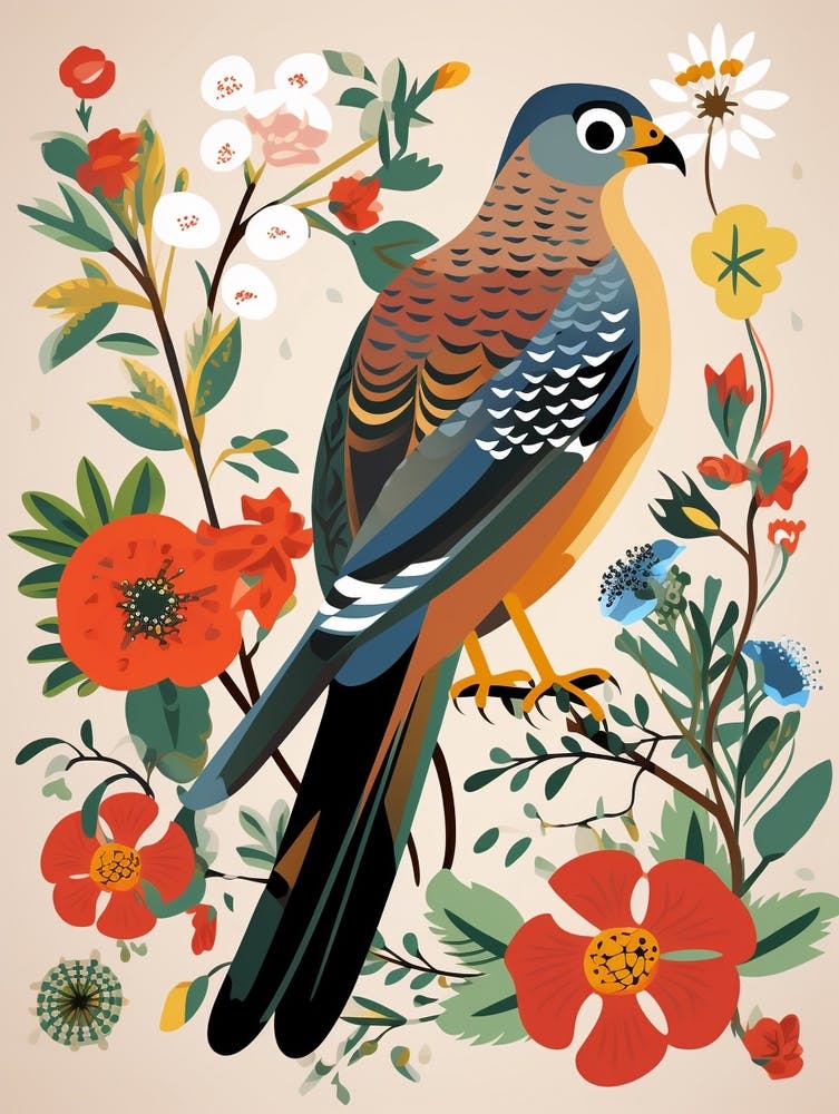 Scandinavian Bird Illustration Eurasian Sparrowhawk 1