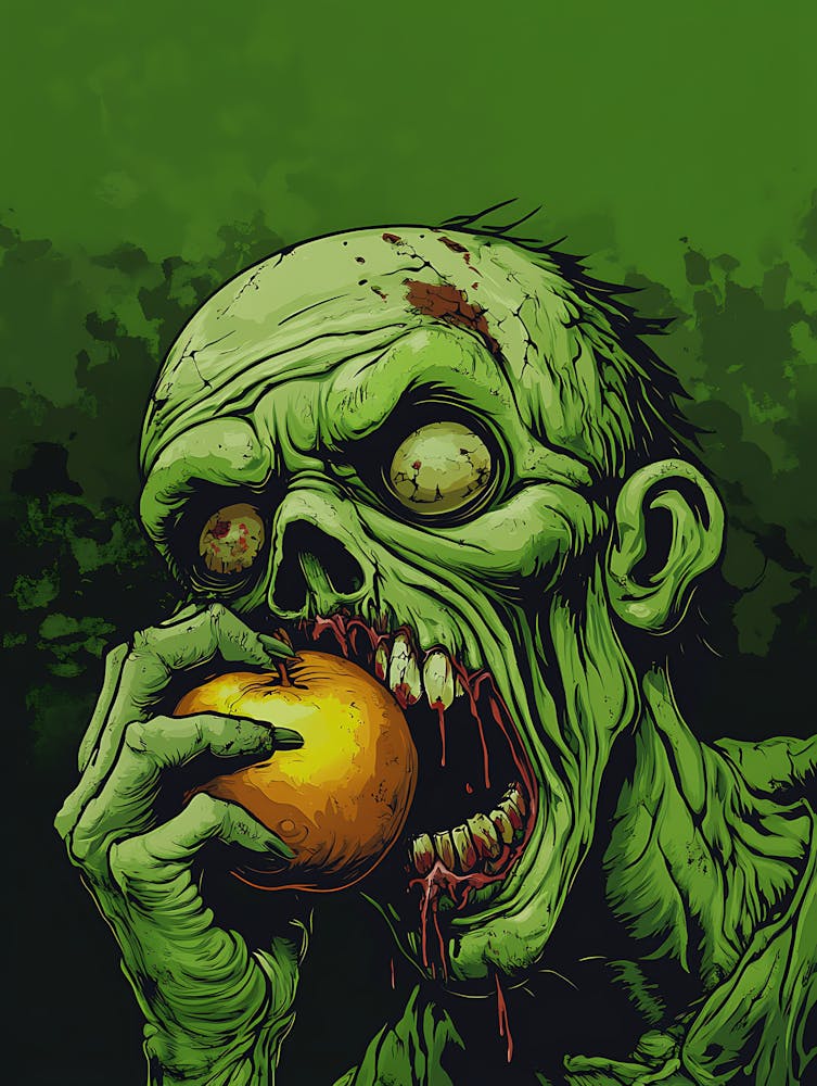 Scary Zombie Eating An Apple 16