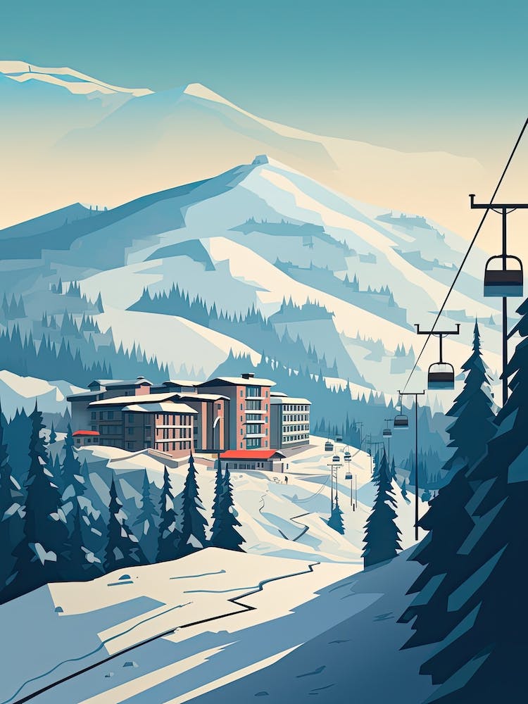 Vail Mountain Resort   Colorado, Usa, Ski Resort Illustration 0 Simple Style