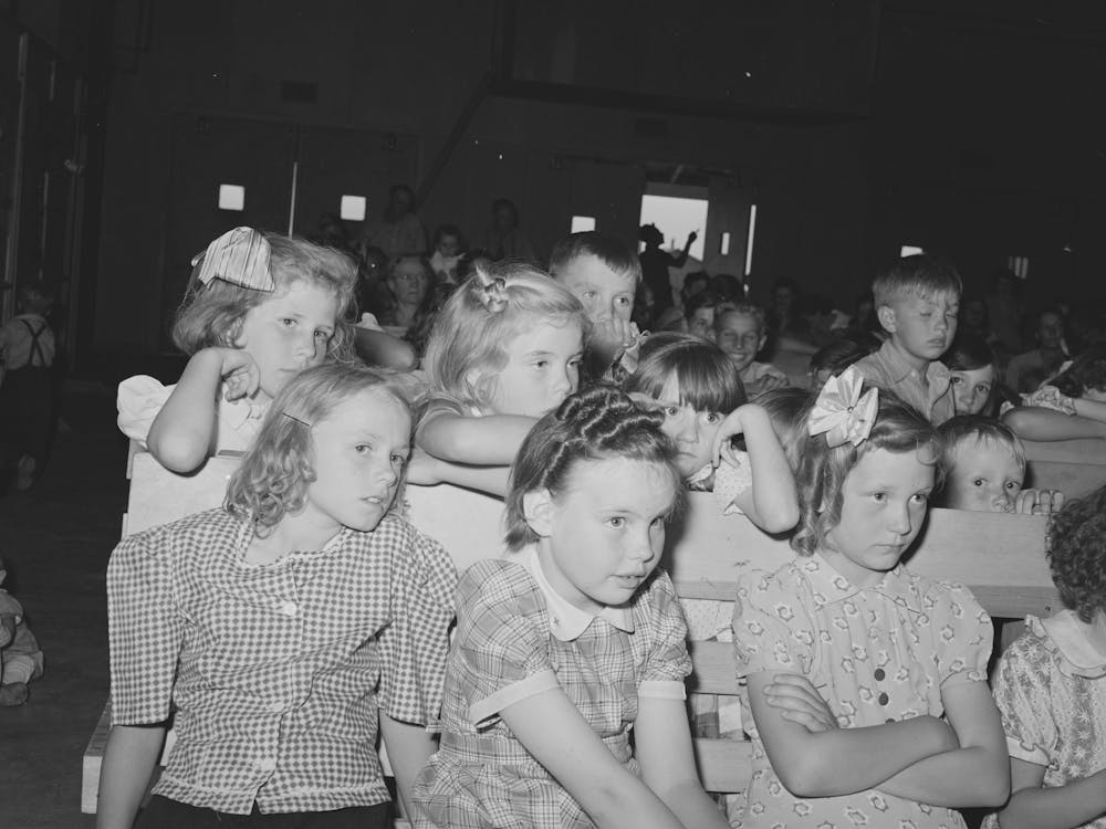Schoolchildren Watching The Program Given At The End Of The School Term, Fsa (Farm Security Administration) Labor