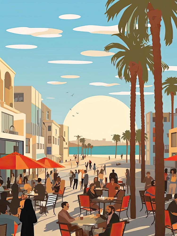 Venice Beach California, Usa, Graphic Illustration 4