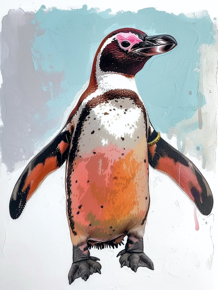Galapagos Penguin Cuverville Island Colour Block Painting 4