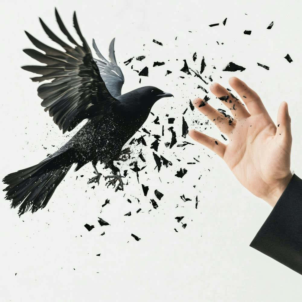 Crow Flying Out Of Hand