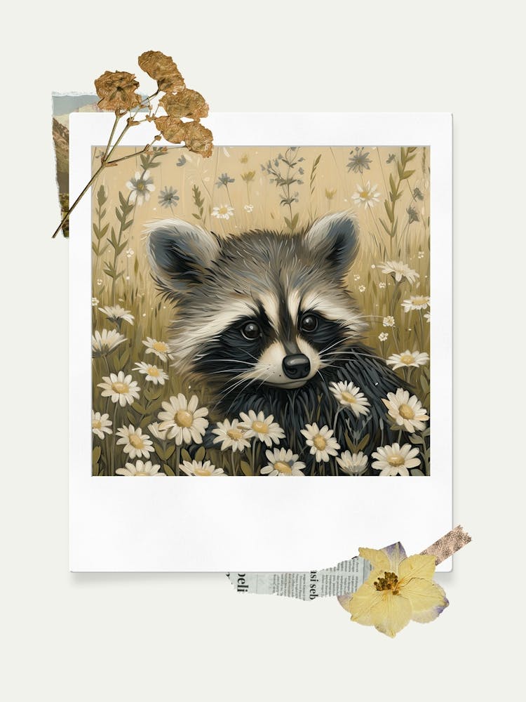 Scrapbook Baby Raccoon Fairycore Painting 4