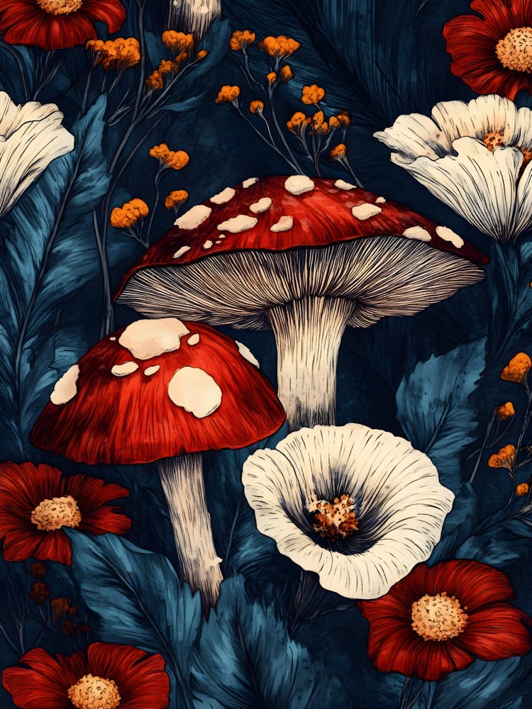 Mushrooms And Flowers 3