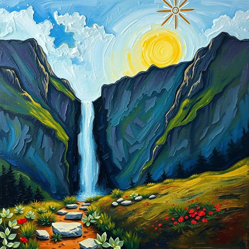 Waterfall In The Mountains 1