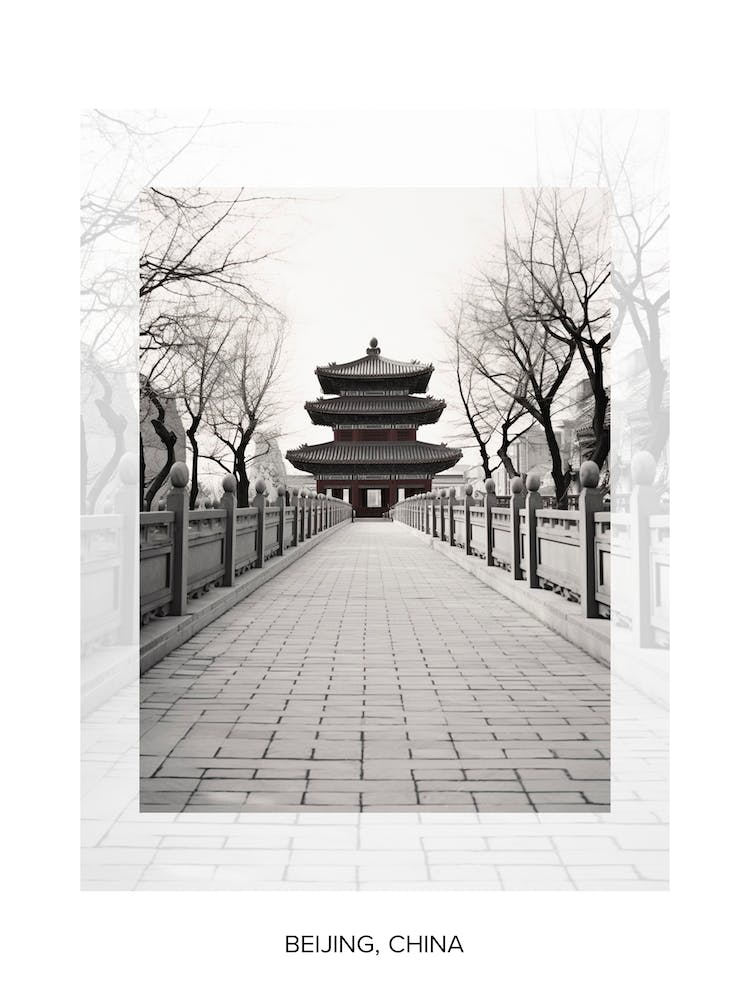 Plakat von Beijing, China, Schwarz-Weiß Altes Foto 4