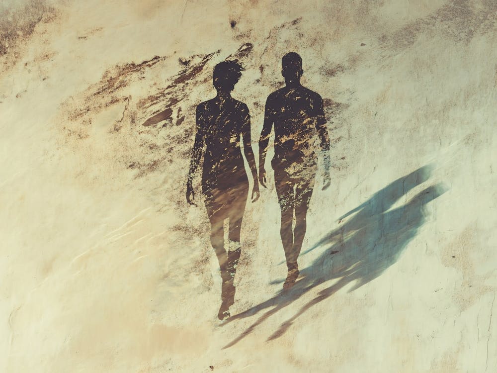 Two People Walking In The Sand