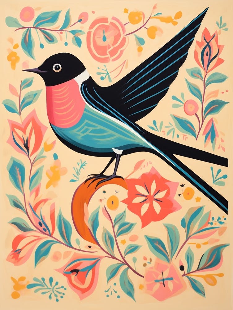 Pink Scandi Barn Swallow 1