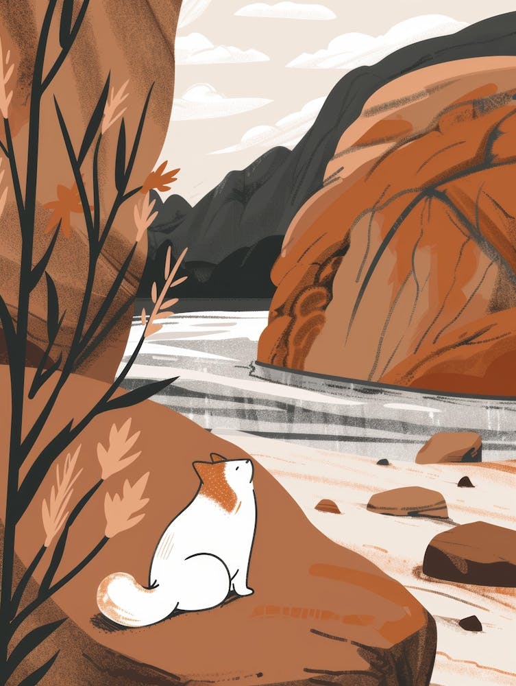 Katze am Fluss