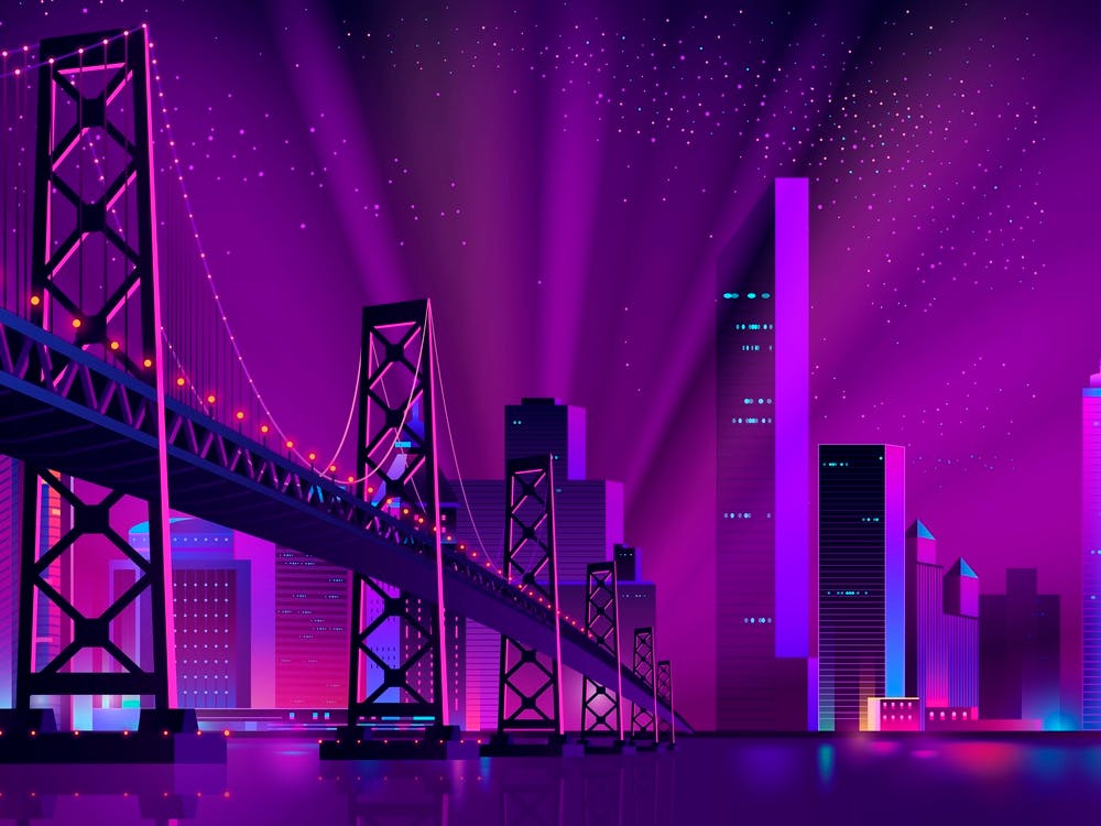 Cityscape At Night - Synthwave Neon City 2