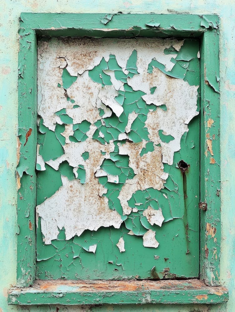 Old Green Paintwork On Wall Peeling Off