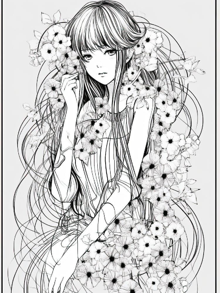 Bloom Body Girl Line Art 2