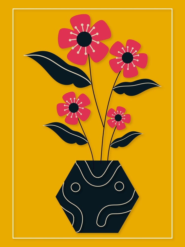 Flowers In A Vase Modern Abstract 1